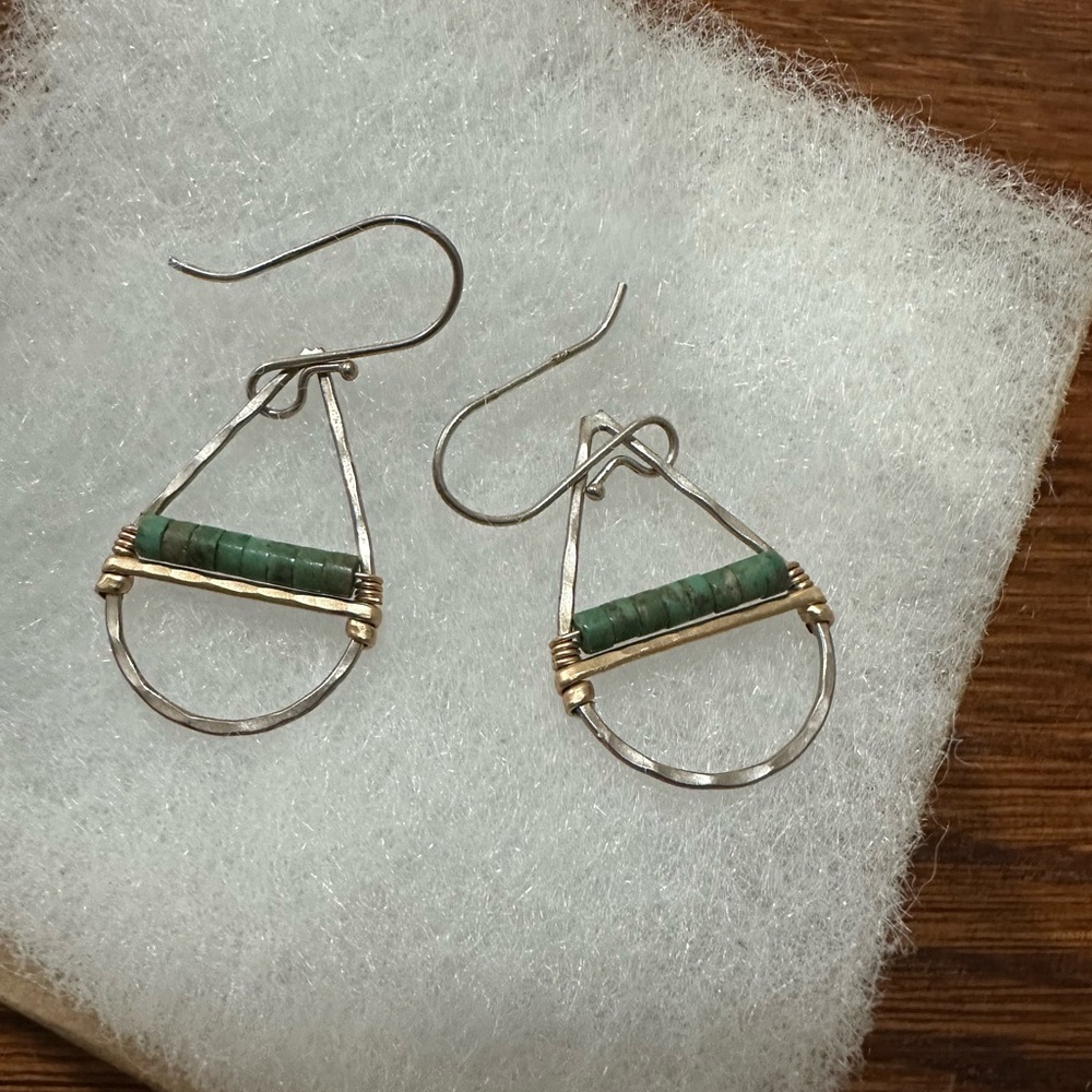 Elegant Green and Gold Earrings